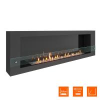 Биокамин SteelHeat WALL  LONG 1800 черный, стекло, стемалит SteelHeat